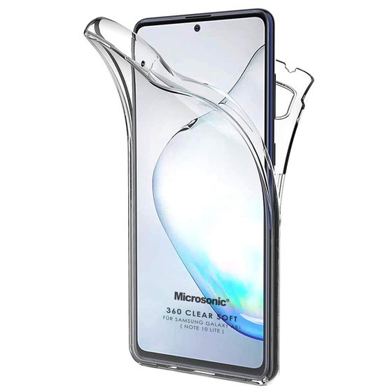 Microsonic Samsung Galaxy Note 10 Lite Kılıf 6 tarafı tam full koruma 360 Clear Soft Şeffaf