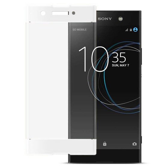 Microsonic Sony Xperia XA1 Plus Tam Kaplayan Temperli Cam Ekran koruyucu Kırılmaz Film Beyaz