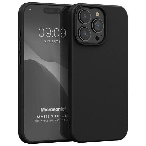 Microsonic Matte Silicone Apple iPhone 15 Pro Kılıf Siyah