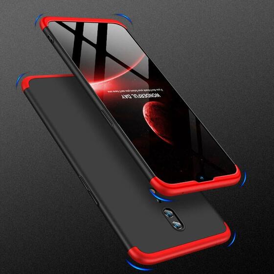 Microsonic Oppo Reno Z Kılıf Double Dip 360 Protective Siyah Mavi