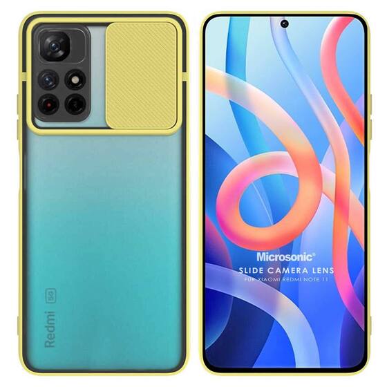 Microsonic Xiaomi Redmi Note 11 Kılıf Slide Camera Lens Protection Sarı