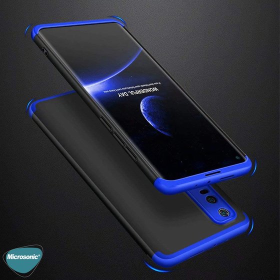 Microsonic Xiaomi Mi 10 Pro Kılıf Double Dip 360 Protective Siyah Mavi