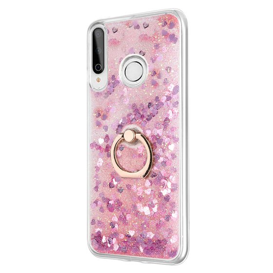 Microsonic Huawei P40 Lite E Kılıf Glitter Liquid Holder Pembe