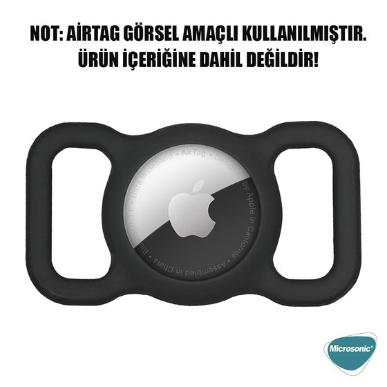 Microsonic Apple AirTag Kılıf, Evcil Hayvan için Silikon Boyun Tasma Aparatı Sarı