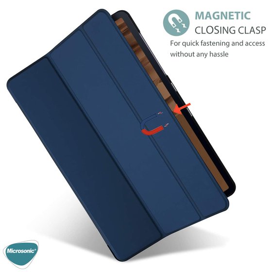 Microsonic Samsung Galaxy Tab S8 Ultra X900 Kılıf Slim Translucent Back Smart Cover Lacivert