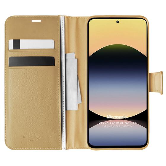 Microsonic Xiaomi Redmi Note 14 4G Kılıf Delux Leather Wallet Gold