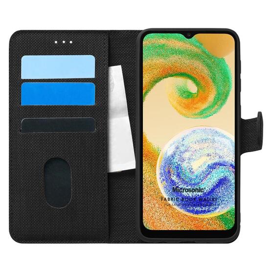 Microsonic Samsung Galaxy A04S Kılıf Fabric Book Wallet Siyah