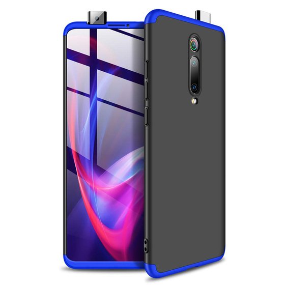 Microsonic Xiaomi Redmi K20 Kılıf Double Dip 360 Protective Siyah Mavi