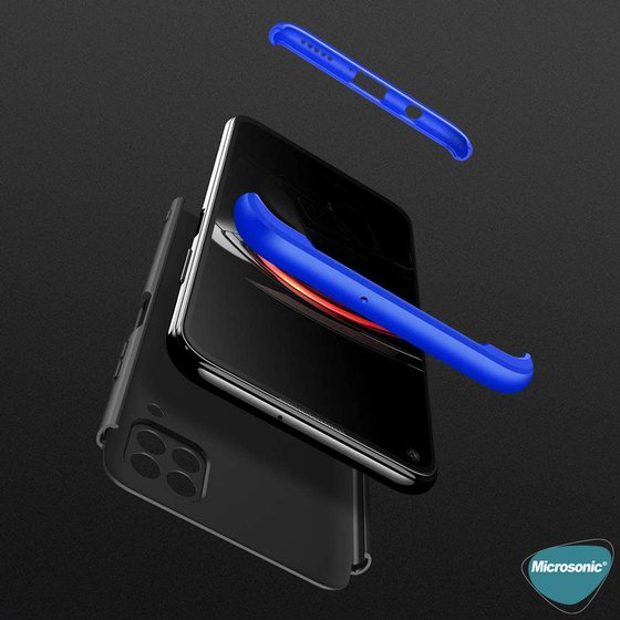 Microsonic Huawei P40 Lite Kılıf Double Dip 360 Protective Siyah Mavi