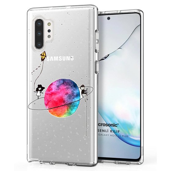 Microsonic Samsung Galaxy Note 10 Plus Desenli Kılıf Gezegen