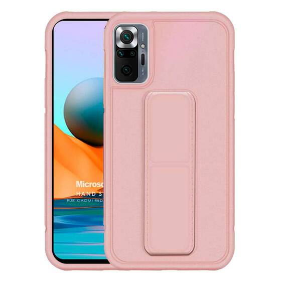 Microsonic Xiaomi Redmi Note 10 Pro Kılıf Hand Strap Rose Gold