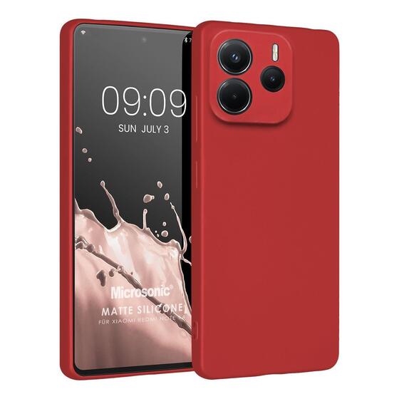 Microsonic Matte Silicone Xiaomi Redmi Note 14 4G Kılıf Kırmızı