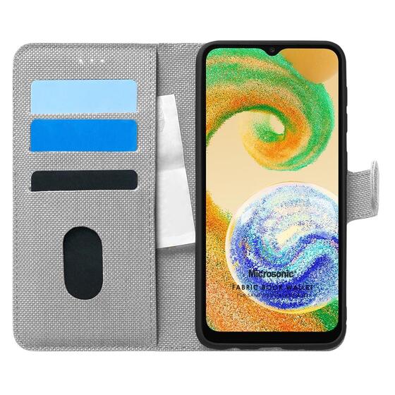 Microsonic Samsung Galaxy A04S Kılıf Fabric Book Wallet Gri