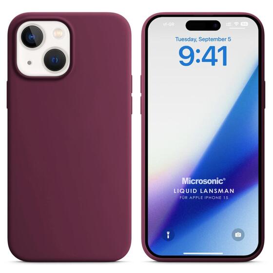 Microsonic Apple iPhone 15 Kılıf Liquid Lansman Silikon Bordo