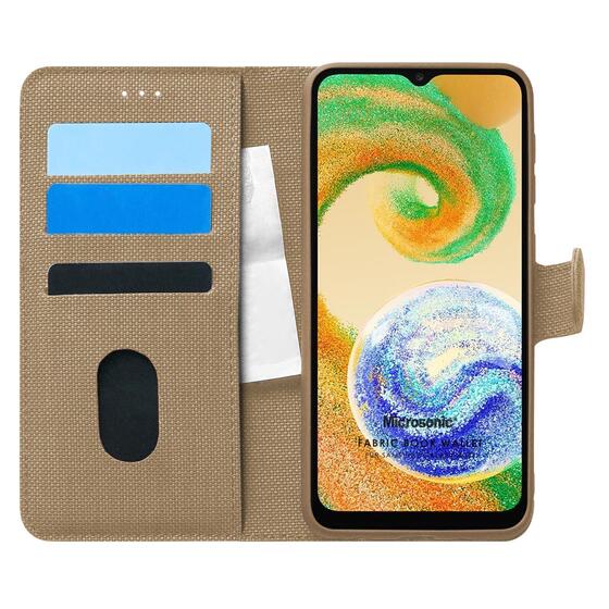 Microsonic Samsung Galaxy A04S Kılıf Fabric Book Wallet Gold