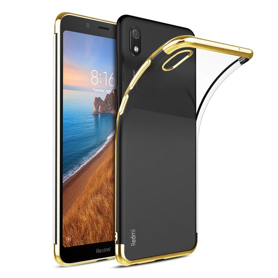 Microsonic Xiaomi Redmi 7A Kılıf Skyfall Transparent Clear Gold