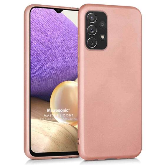 Microsonic Matte Silicone Samsung Galaxy A32 4G Kılıf Rose Gold