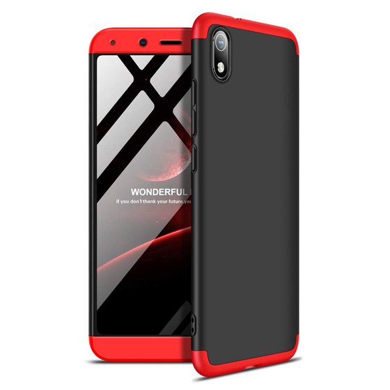 Microsonic Xiaomi Redmi 7A Kılıf Double Dip 360 Protective Siyah Kırmızı