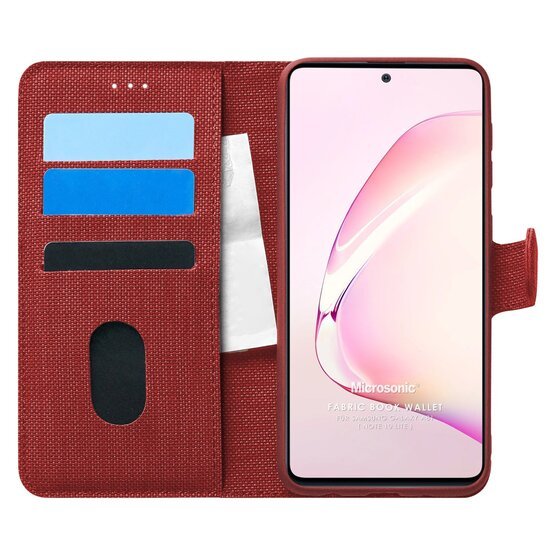 Microsonic Samsung Galaxy A81 Kılıf Fabric Book Wallet Kırmızı