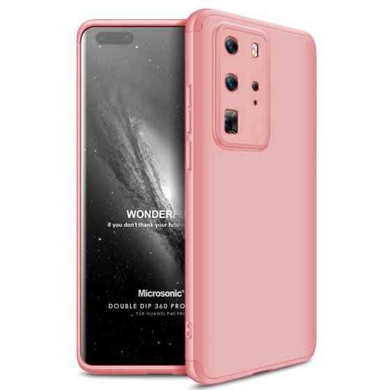 Microsonic Huawei P40 Pro Kılıf Double Dip 360 Protective Rose Gold