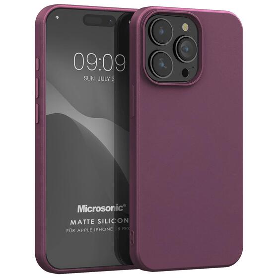 Microsonic Matte Silicone Apple iPhone 15 Pro Kılıf Mor