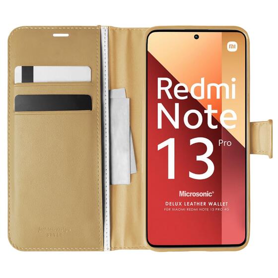 Microsonic Xiaomi Poco X6 5G Kılıf Delux Leather Wallet Gold