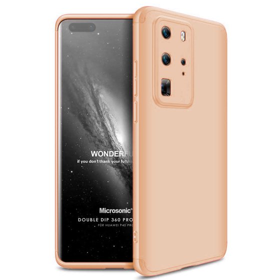 Microsonic Huawei P40 Pro Kılıf Double Dip 360 Protective Gold