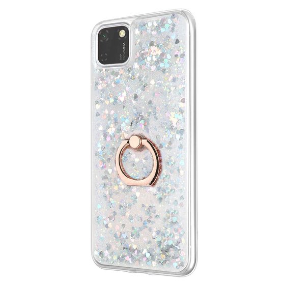 Microsonic Huawei Y5P Kılıf Glitter Liquid Holder Gümüş