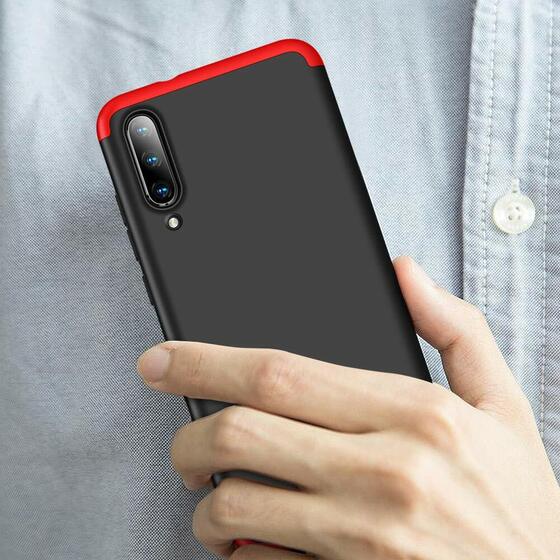 Microsonic Xiaomi Mi A3 Kılıf Double Dip 360 Protective Siyah Mavi