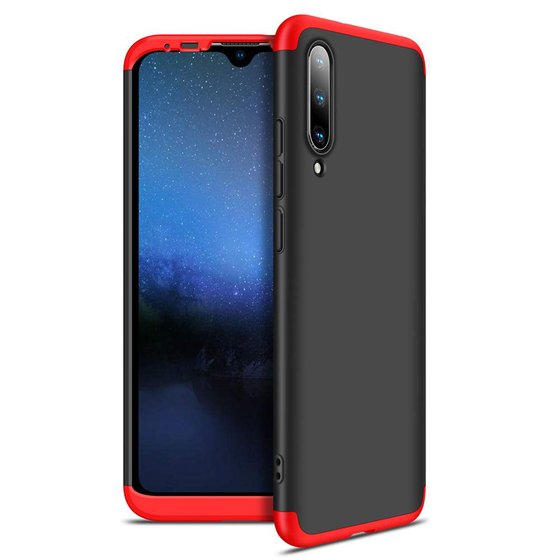 Microsonic Xiaomi Mi A3 Kılıf Double Dip 360 Protective Siyah Kırmızı