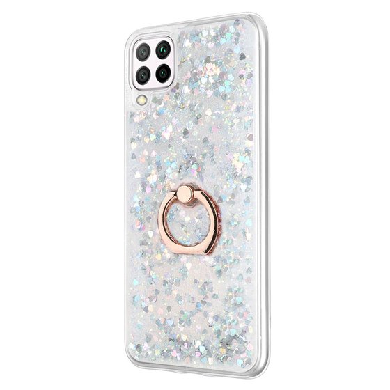 Microsonic Huawei P40 Lite Kılıf Glitter Liquid Holder Gümüş