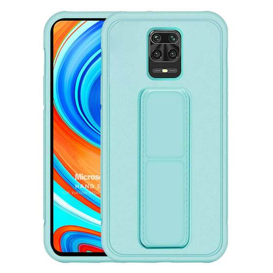 Microsonic Xiaomi Redmi Note 9 Pro Max Kılıf Hand Strap Turkuaz