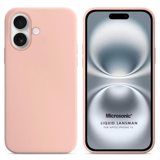 Microsonic Apple iPhone 16 Kılıf Liquid Lansman Silikon Kum Pembesi