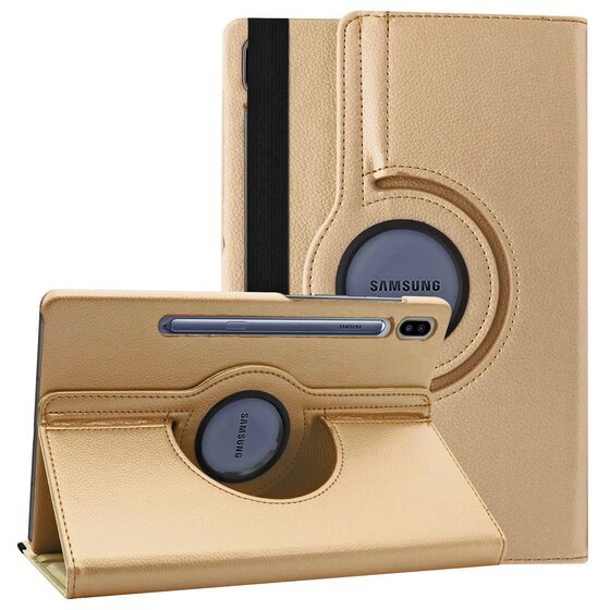 Microsonic Samsung Galaxy Tab S8 Plus X800 Kılıf 360 Rotating Stand Deri Gold