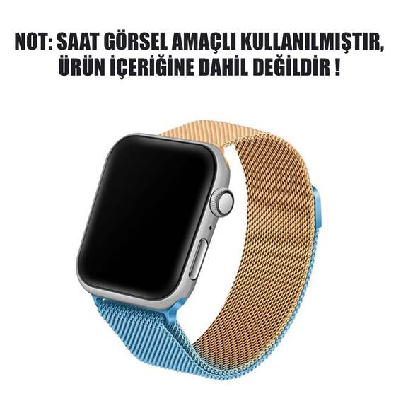 Microsonic Apple Watch Series 9 45mm Dual Color Milanese Loop Kordon Gold Mavi