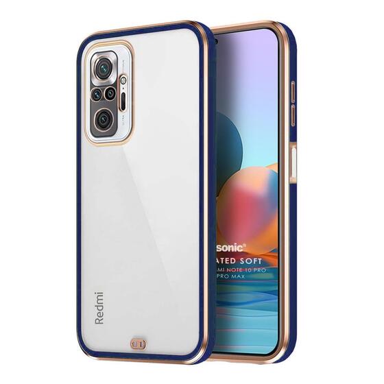 Microsonic Xiaomi Redmi Note 10 Pro Max Kılıf Laser Plated Soft Lacivert