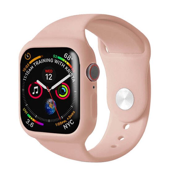 Microsonic Apple Watch Series 7 41mm Kordon 360 Coverage Silicone Rose Gold