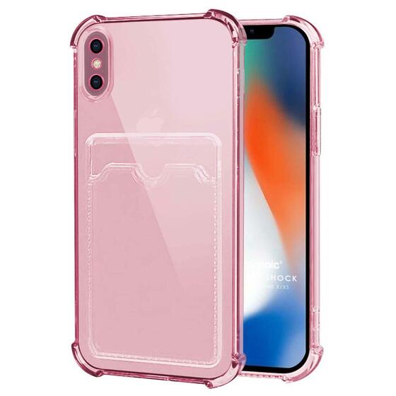 Microsonic Apple iPhone XS Max Card Slot Shock Kılıf Pembe