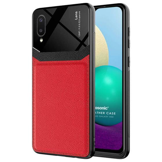 Microsonic Samsung Galaxy A02 Kılıf Uniq Leather Kırmızı