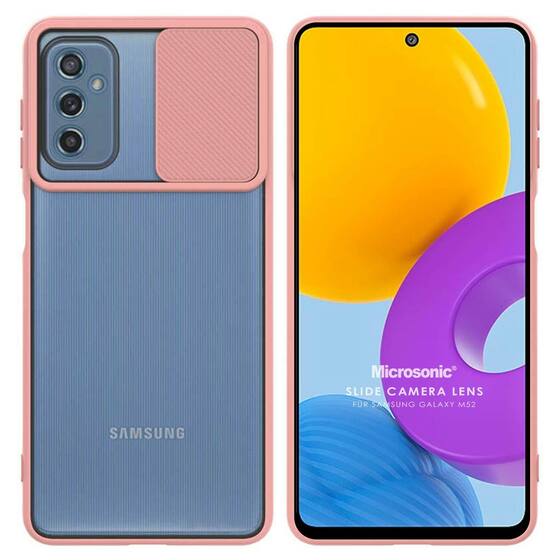 Microsonic Samsung Galaxy M52 Kılıf Slide Camera Lens Protection Pembe