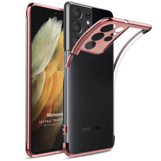 Microsonic Samsung Galaxy S21 Ultra Kılıf Skyfall Transparent Clear Rose Gold