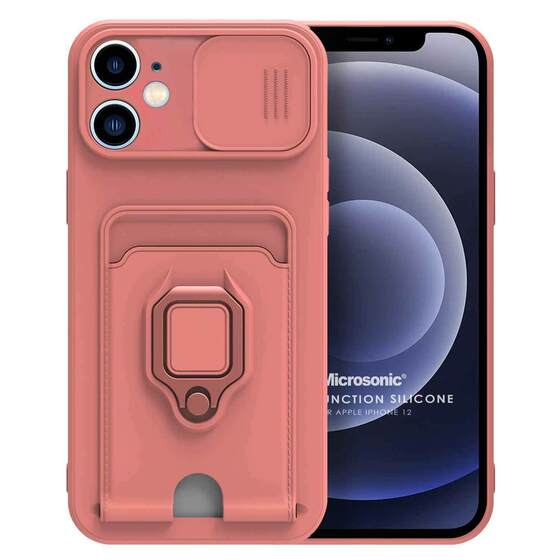 Microsonic Apple iPhone 12 Kılıf Multifunction Silicone Pembe