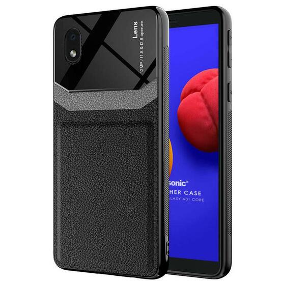 Microsonic Samsung Galaxy A01 Core Kılıf Uniq Leather Siyah