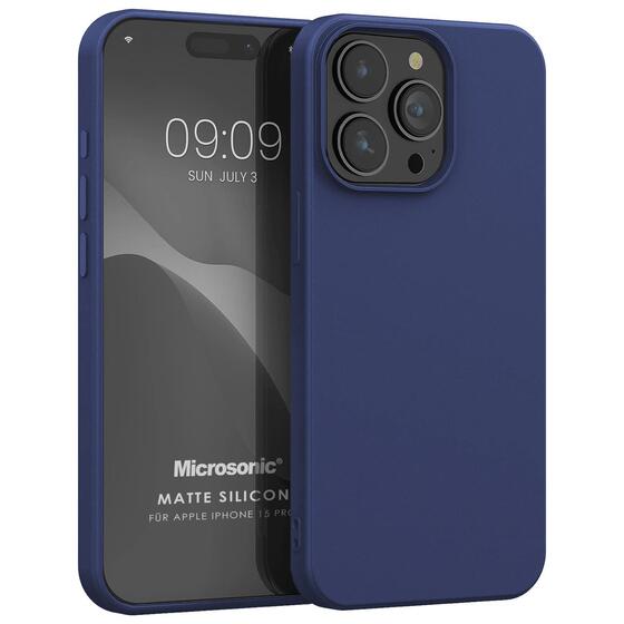 Microsonic Matte Silicone Apple iPhone 15 Pro Kılıf Lacivert