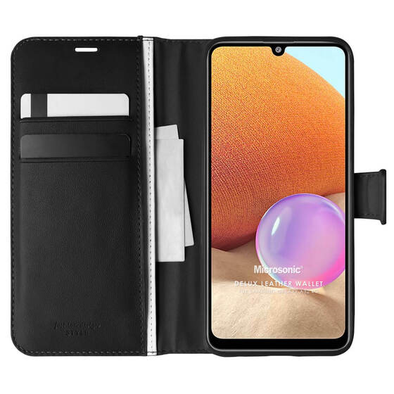 Microsonic Samsung Galaxy A32 4G Kılıf Delux Leather Wallet Siyah