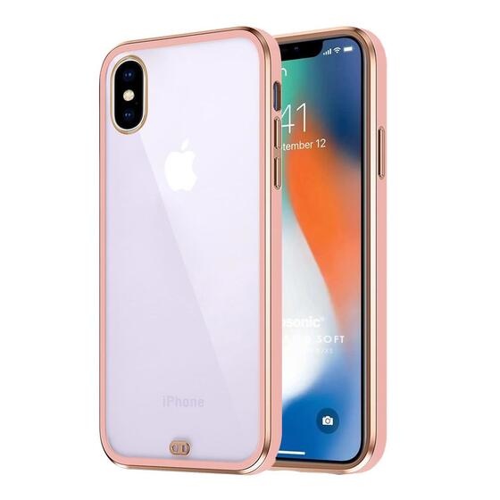 Microsonic Apple iPhone X Kılıf Laser Plated Soft Pembe