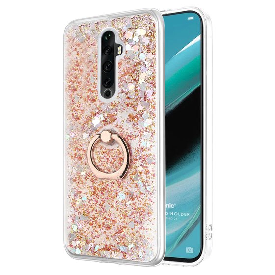 Microsonic Oppo Reno 2Z Kılıf Glitter Liquid Holder Gold