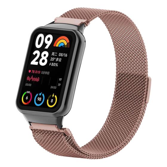 Microsonic Xiaomi Mi Band 8 Pro Milanese Loop Kordon Rose Gold