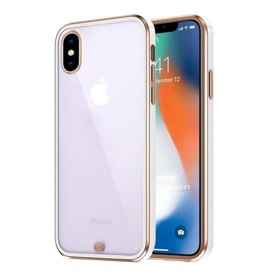 Microsonic Apple iPhone X Kılıf Laser Plated Soft Beyaz