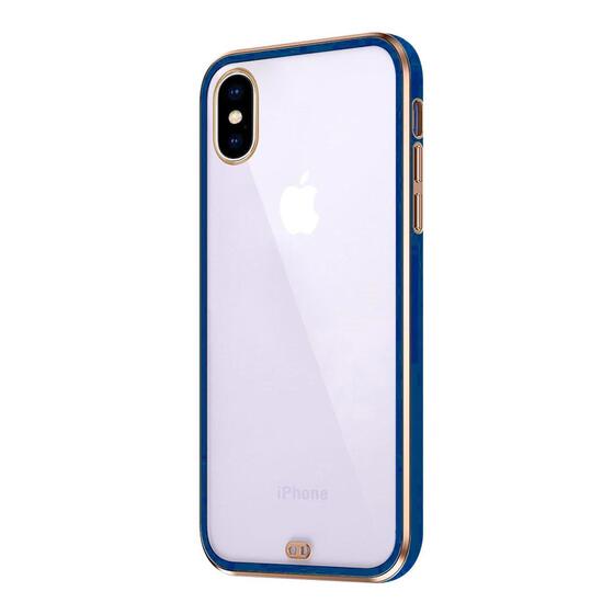 Microsonic Apple iPhone XS Kılıf Laser Plated Soft Lacivert